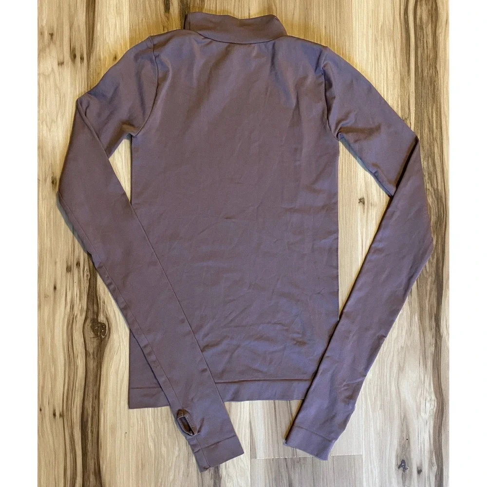 Intimately Free People Seamless Mock Neck Thumbhole Top Mauve Purple XS/S Layer